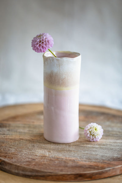 Tall Pink Watercolour Vase