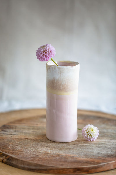 Tall Pink Watercolour Vase