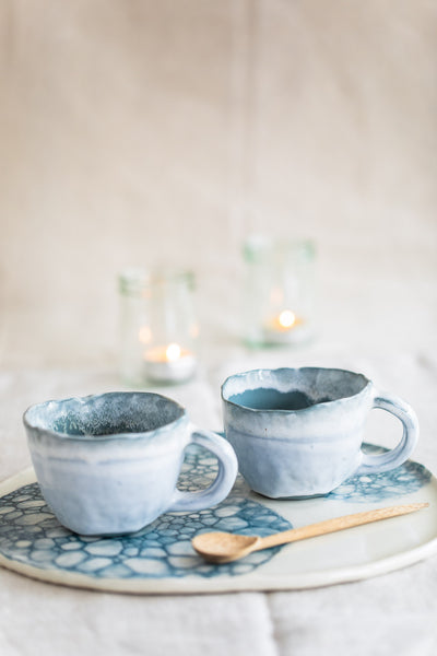 Teal Porcelain Watercolour Tea Cup