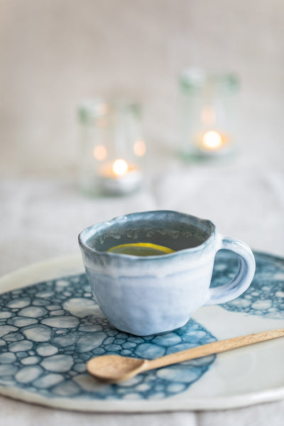 Teal Porcelain Watercolour Tea Cup