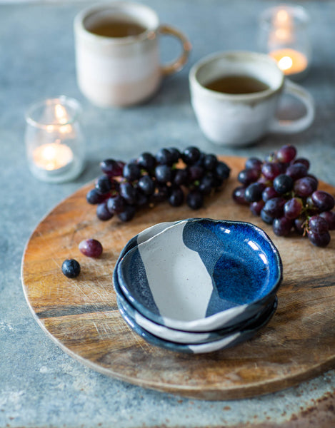 Blue Triple Dip Serving Bowl