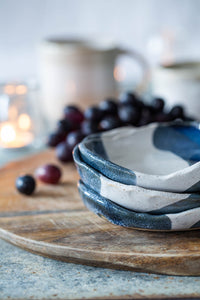 Blue Triple Dip Serving Bowl