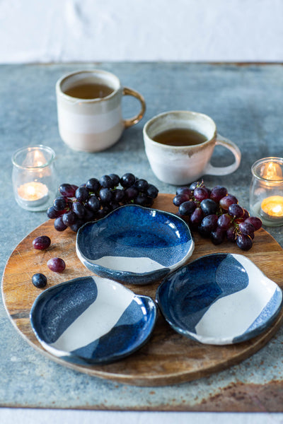 Blue Triple Dip Serving Bowl